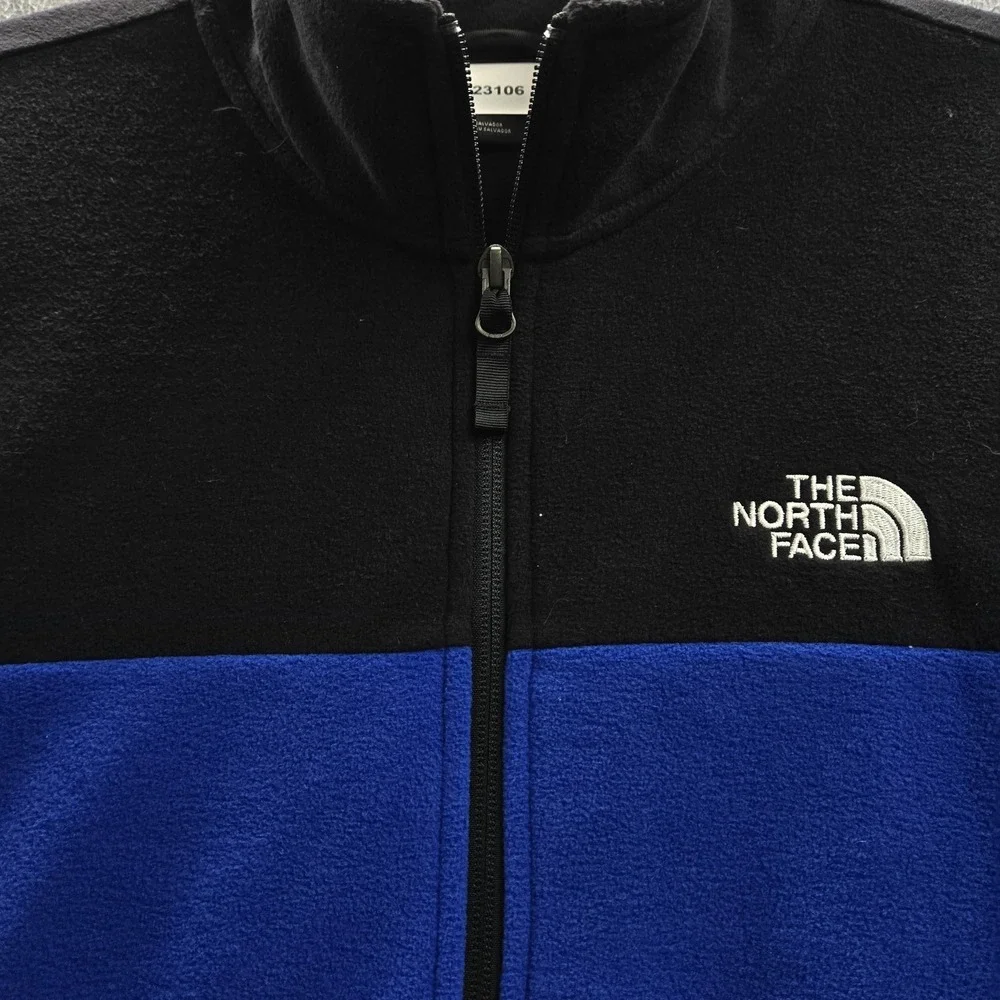 The North‎ Face Men Jacket L Blue Embroidered Colorblock Fleece Anchor Full Zip